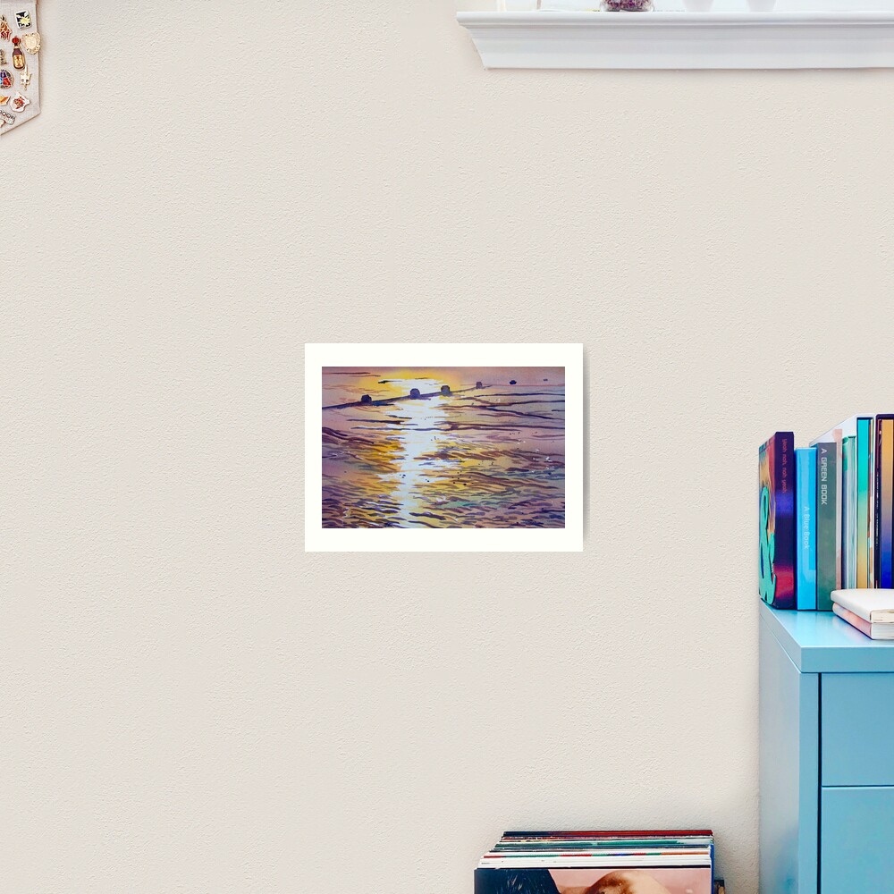 Groynes and Glare Art Print