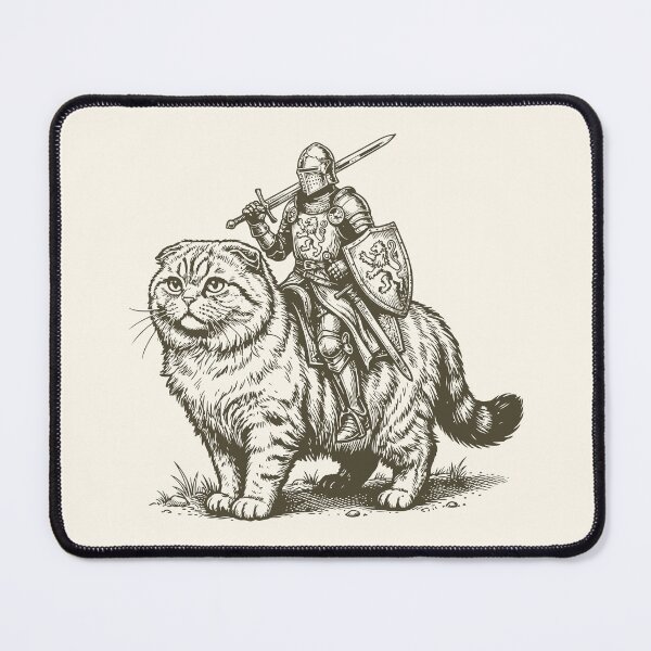 Item preview, Knight Scottish Fold Cat Rider Medieval Weirdcore designed and sold by Y-Vibes.