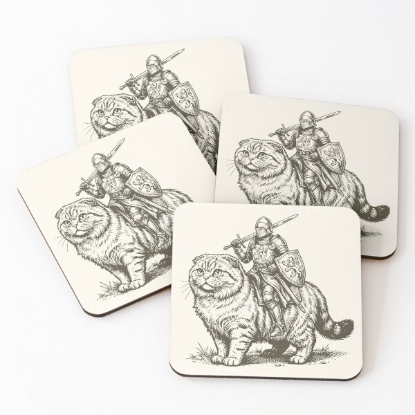 Item preview, Knight Scottish Fold Cat Rider Medieval Weirdcore designed and sold by Y-Vibes.