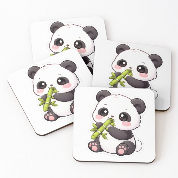 Item preview, Cute Kawaii Panda Eating Bamboo Adorable Bear Sticker designed and sold by DesignEG.