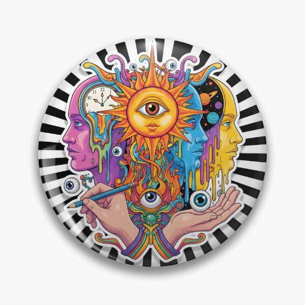 Item preview, Surreal Psychedelic Eye Moon space Hand Drawn Art designed and sold by DrawHandArt.