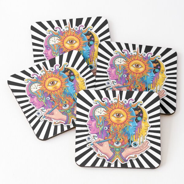 Item preview, Surreal Psychedelic Eye Moon space Hand Drawn Art designed and sold by DrawHandArt.
