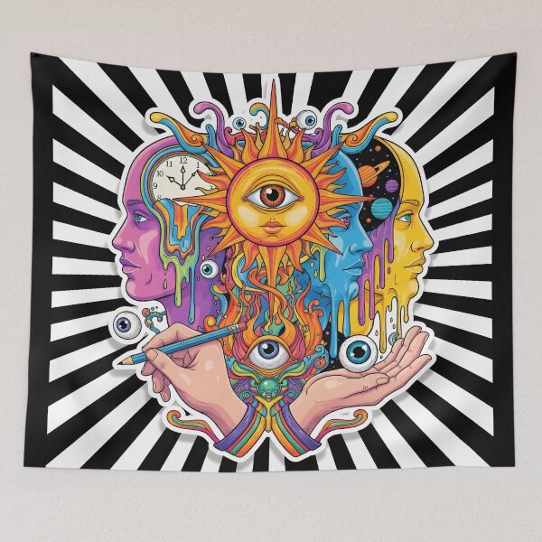 Item preview, Surreal Psychedelic Eye Moon space Hand Drawn Art designed and sold by DrawHandArt.