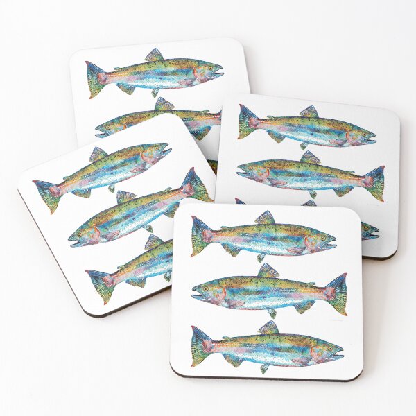Item preview, Colorful Salmon Fish Art On White designed and sold by Sharon Cummings Art.