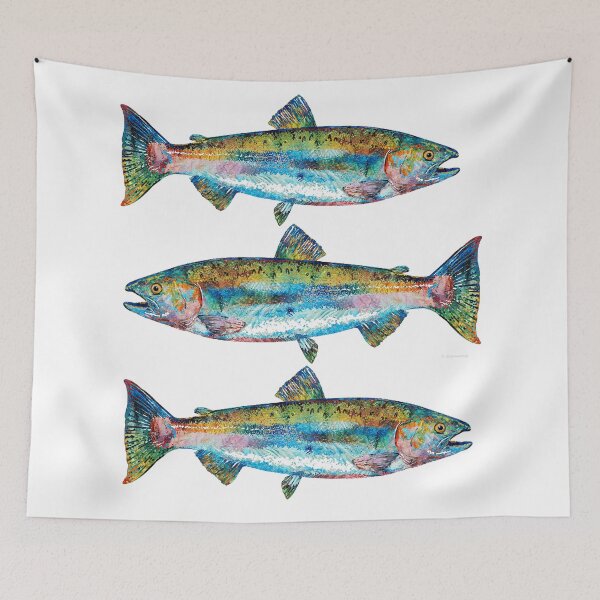 Item preview, Colorful Salmon Fish Art On White designed and sold by Sharon Cummings Art.