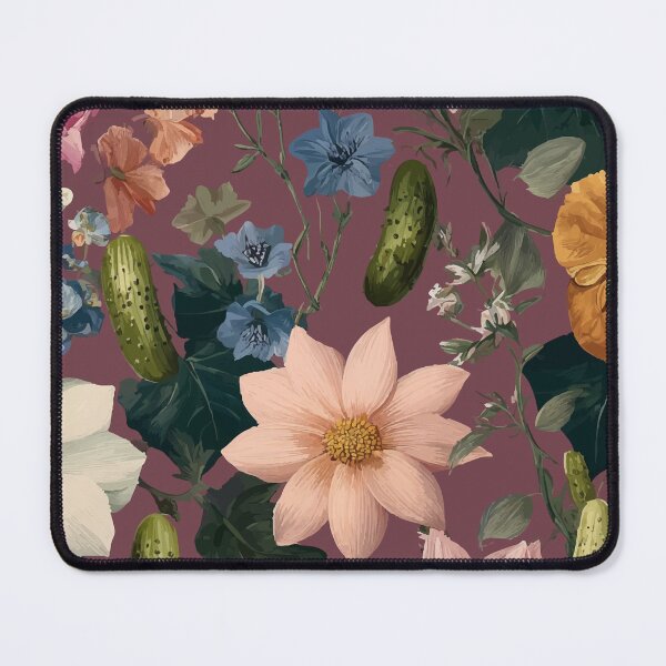 Item preview, Botanical cucumber pattern with flowers – Dark Floral Design designed and sold by idgafstudio.ch.