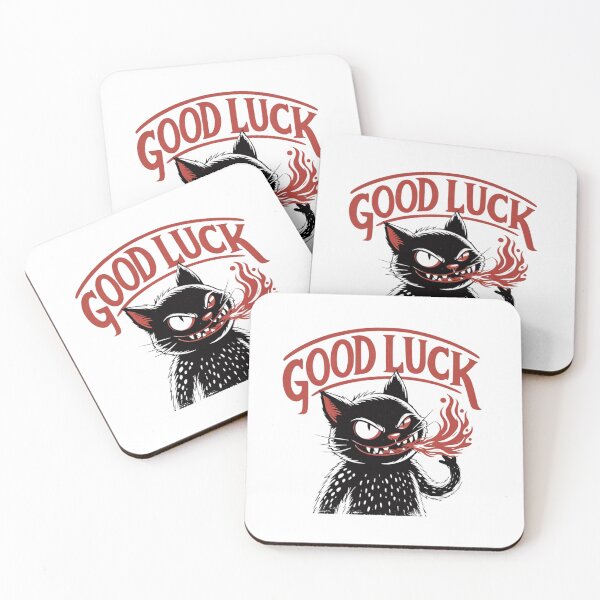 Item preview, Good Luck Black Cat — Retro Fire Breathing Kitten | Vintage Sarcastic Illustration designed and sold by Colorful-Garden.
