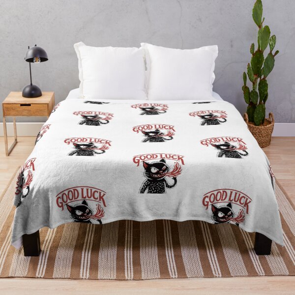Item preview, Good Luck Black Cat — Retro Fire Breathing Kitten | Vintage Sarcastic Illustration designed and sold by Colorful-Garden.