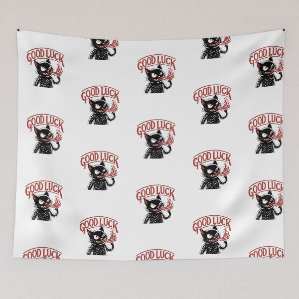 Item preview, Good Luck Black Cat — Retro Fire Breathing Kitten | Vintage Sarcastic Illustration designed and sold by Colorful-Garden.