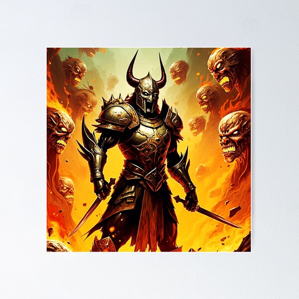 Item preview, dark fantasy doom slayer designed and sold by  Mudikeys.