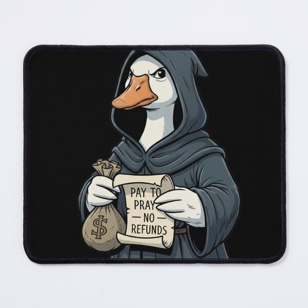 Item preview, Satirical Monk Duck Pay To Pray Dark Humor Art designed and sold by RebellDancer.