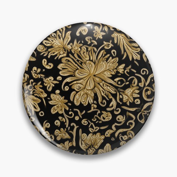 Item preview, Gold Baroque Floral Allover on Black designed and sold by Jirka Svetlik, Studio Illuvision.