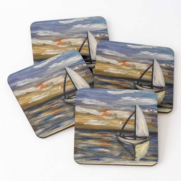 Item preview, Coastal Voyage: Textured Sailboat & Sunset designed and sold by kkartwork.