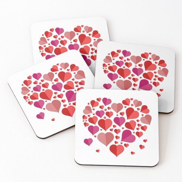 Item preview, 3D Paper Cut Heart Mosaic - Multi-Tone Red & Pink Valentine Aesthetic designed and sold by DeeLulu.