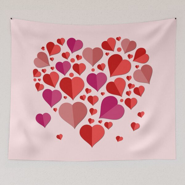 Item preview, 3D Paper Cut Heart Mosaic - Multi-Tone Red & Pink Valentine Aesthetic designed and sold by DeeLulu.