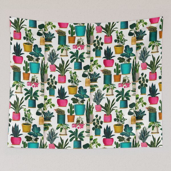 Item preview, Colorful Houseplants Pattern | Modern Botanical Plant Illustration designed and sold by ClaraToneStudio.