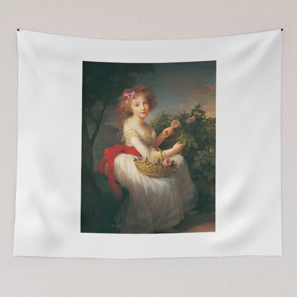 Item preview, Coquette Princess with Flowers - Vigée Le Brun Art Parody with Pink Bow designed and sold by Open Canvas.