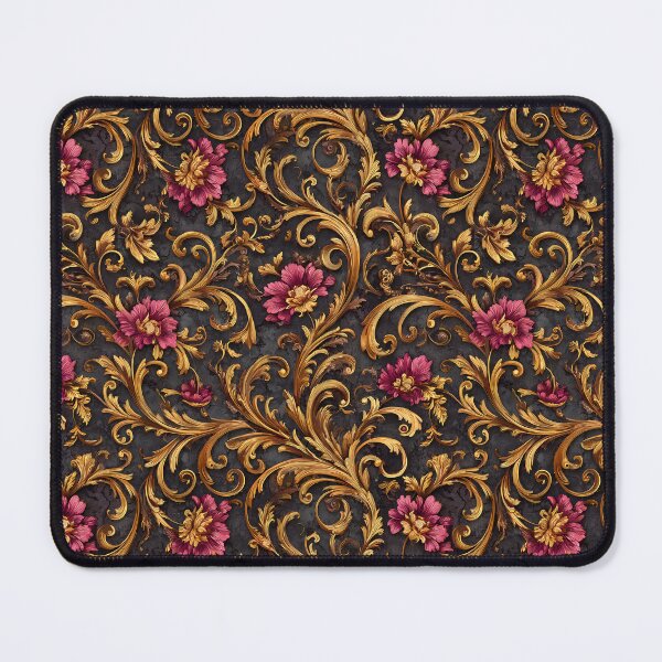 Item preview, Dark Baroque Floral with Gold Scrolls designed and sold by Jirka Svetlik, Studio Illuvision.