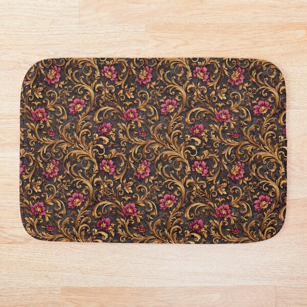 Item preview, Dark Baroque Floral with Gold Scrolls designed and sold by Jirka Svetlik, Studio Illuvision.