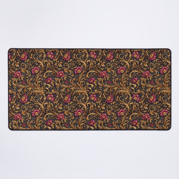 Item preview, Dark Baroque Floral with Gold Scrolls designed and sold by Jirka Svetlik, Studio Illuvision.