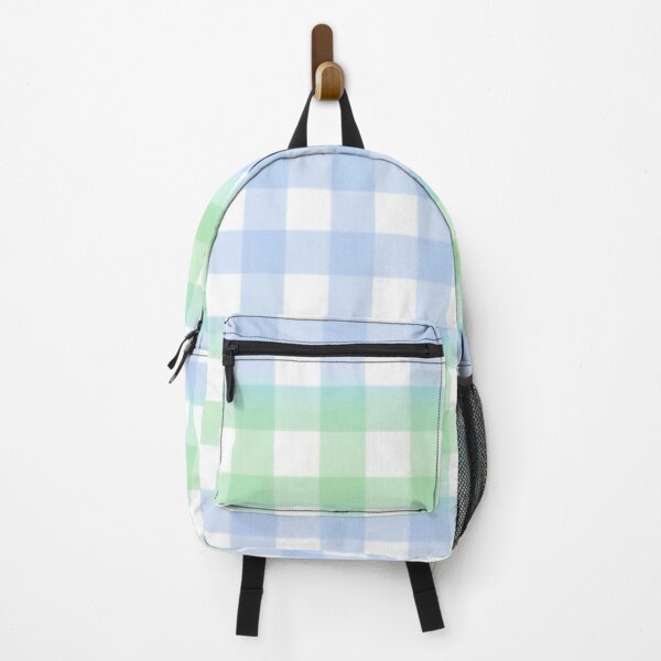 Item preview, blue and green stripes gingham gradient pattern designed and sold by casserolestan.