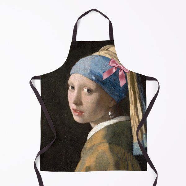 Item preview, Coquette Girl with a Pearl Earring - Vermeer Art Parody with Pink Bow designed and sold by Open Canvas.