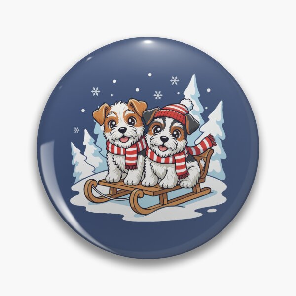 Item preview, Cute Wire Fox Terrier Sledding Puppies | Happy Winter Puppy designed and sold by The Real Life Symphony.