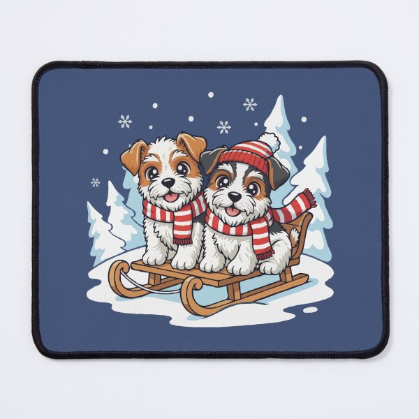 Item preview, Cute Wire Fox Terrier Sledding Puppies | Happy Winter Puppy designed and sold by The Real Life Symphony.