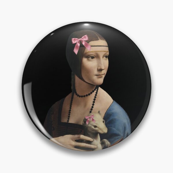 Item preview, Coquette Lady with an Ermine - Da Vinci Art Parody with Pink Bows designed and sold by Open Canvas.