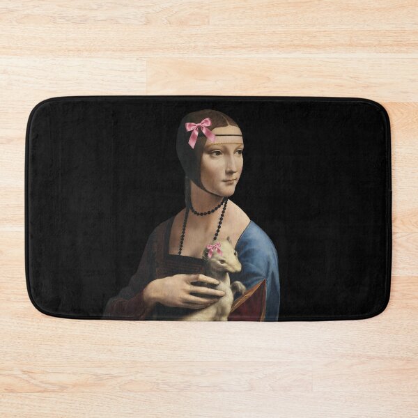 Item preview, Coquette Lady with an Ermine - Da Vinci Art Parody with Pink Bows designed and sold by Open Canvas.