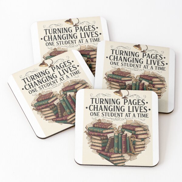 Item preview, Turning Pages Changing Lives - Vintage Book Heart Teacher Librarian designed and sold by VibePrintsHub.