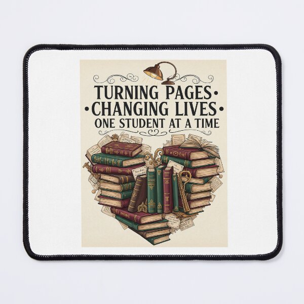 Item preview, Turning Pages Changing Lives - Vintage Book Heart Teacher Librarian designed and sold by VibePrintsHub.