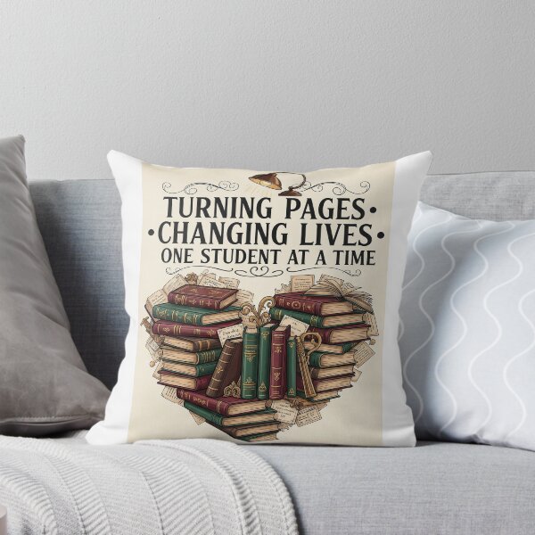Item preview, Turning Pages Changing Lives - Vintage Book Heart Teacher Librarian designed and sold by VibePrintsHub.