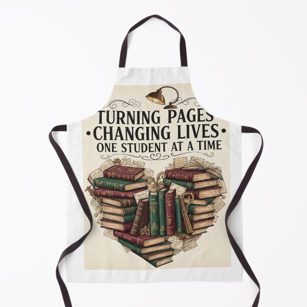 Item preview, Turning Pages Changing Lives - Vintage Book Heart Teacher Librarian designed and sold by VibePrintsHub.