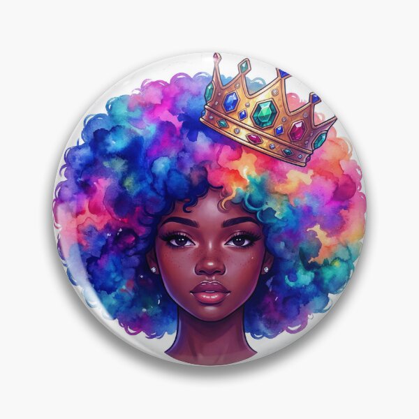 Artikelvorschau, Melanin Monarch Afro Queen Watercolor Crown Die-Cut Sticker entworfen und verkauft von ARTCREATESHOP.