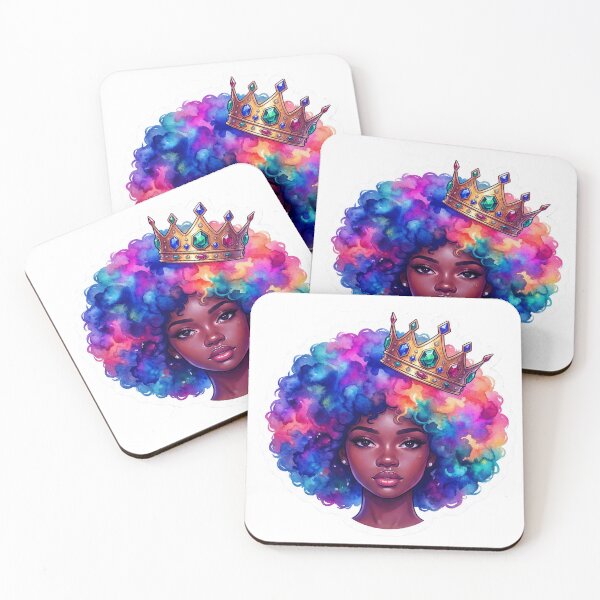 Item preview, Melanin Monarch Afro Queen Watercolor Crown Die-Cut Sticker designed and sold by ARTCREATESHOP.