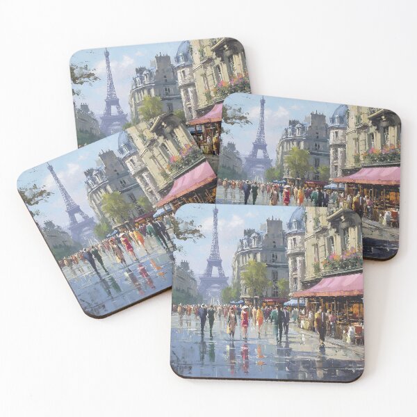 Item preview, Lively Paris Street with Eiffel Tower in the Background designed and sold by daila70.