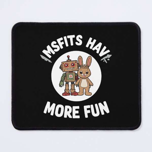 Item preview, Misfits Have More Fun – Cute Robot & Bunny Friends Illustration designed and sold by NovaDoodle Art Studio.