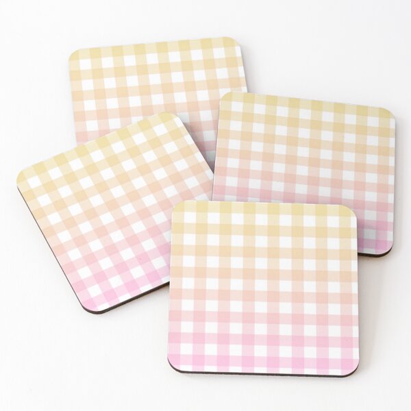 Item preview, yellow and pink gingham gradient pattern designed and sold by casserolestan.