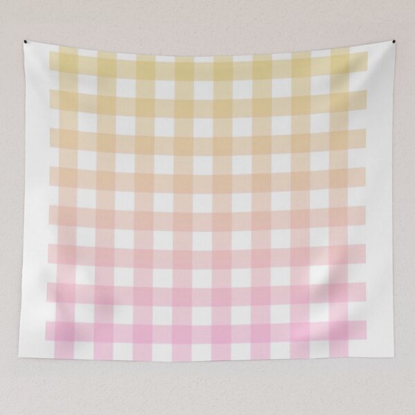 Item preview, yellow and pink gingham gradient pattern designed and sold by casserolestan.