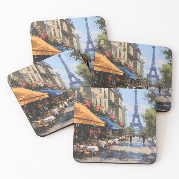 Item preview, Parisian Street Leading to the Eiffel Tower with Cafés designed and sold by daila70.