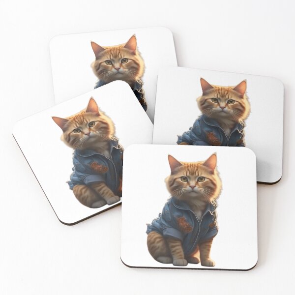 Item preview, Urban Street Cat in Blue Jacket – Cinematic City Cat Illustration designed and sold by Articooler.