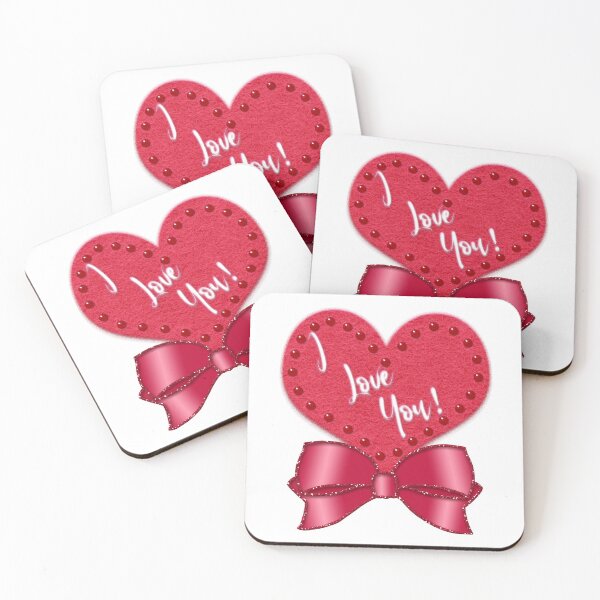 Item preview, Felt Look Heart I Love You Satin Bow With Glitter designed and sold by CheriesArt.
