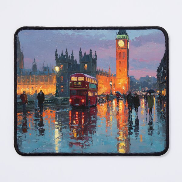 Item preview, London Rainy Evening with Red Double-Decker Bus and Big Ben designed and sold by daila70.