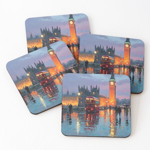 Item preview, London Rainy Evening with Red Double-Decker Bus and Big Ben designed and sold by daila70.