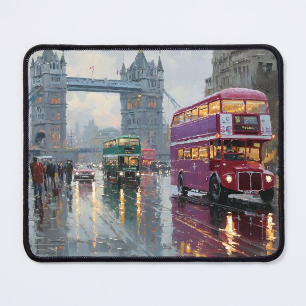 Item preview, Tower Bridge London with Double-Decker Buses on Wet Street designed and sold by daila70.
