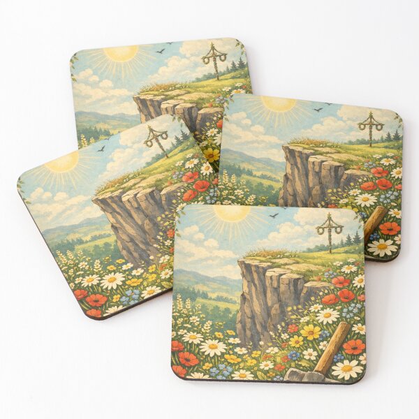 Item preview, Midsommar Ceremonial Cliff – Dark Folk Horror Floral Landscape Art designed and sold by The Yawning Grave .