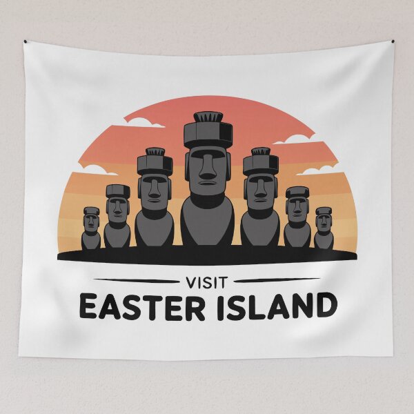 Item preview, Retro Easter Island Stone Faces Rapa Nui Vibes designed and sold by Blok45.