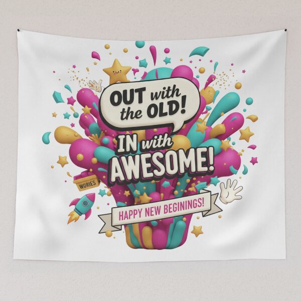 Item preview,  Funny New Year 2026 Quote 3D Art – Out with the Old, In with Awesome | Percent Designs designed and sold by MonaRose_Art.