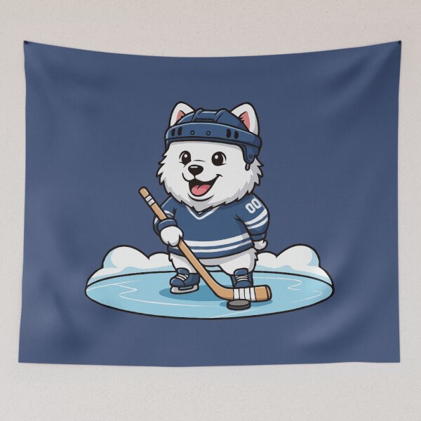 Item preview, Cute Samoyed Ice Hockey Puppy | Happy Winter Puppy designed and sold by The Real Life Symphony.